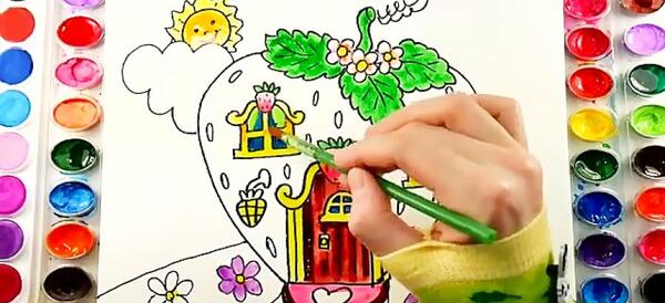 عکس نقاشی ساده بوته توت فرنگی