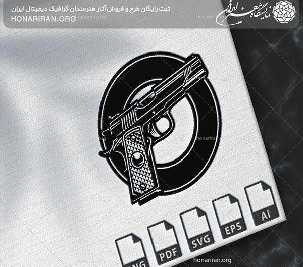 عکس نقاشی ساده تفنگ کلت