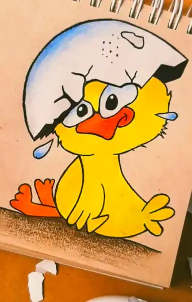 عکس نقاشی ساده جوجه کودکانه