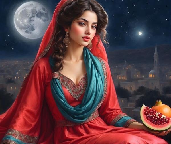 عکس دختر شب یلدا کارتونی