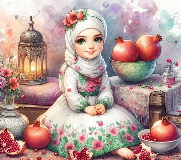 عکس یلدایی دخترانه کارتونی