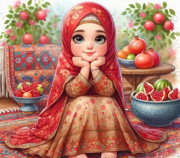 عکس یلدایی دخترانه کارتونی