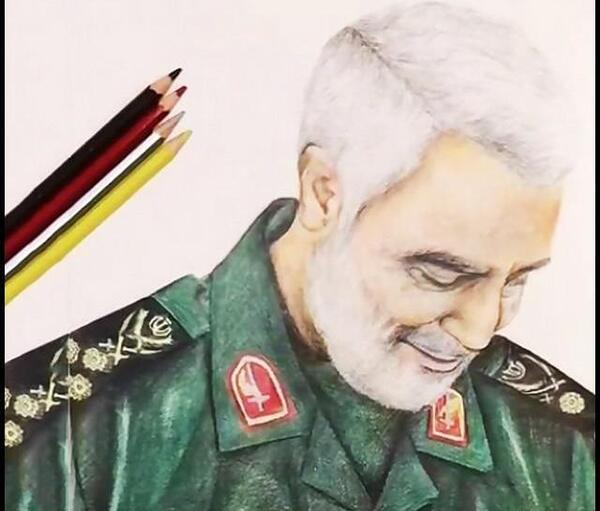 عکس نقاشی ساده چهره سردار سلیمانی