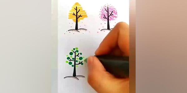 عکس نقاشی ساده چهار فصل برای کلاس دوم