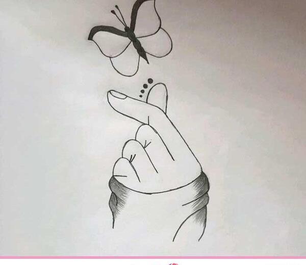 عکس نقاشی چهره دختر ساده با مداد