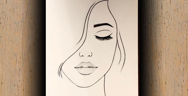 عکس نقاشی طراحی چهره دختر ساده