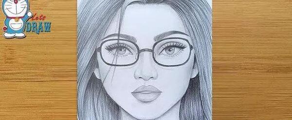 عکس نقاشی طراحی چهره دختر ساده