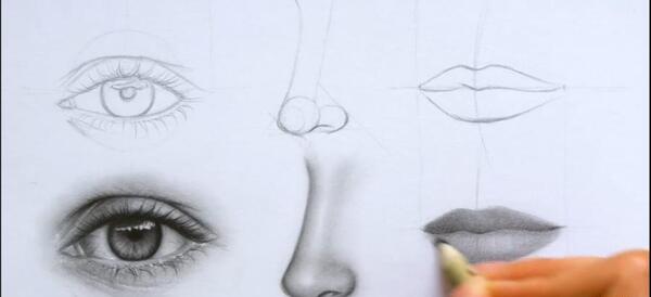 عکس نقاشی چشم و ابرو ساده با مداد