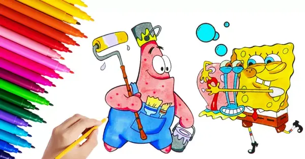 عکس نقاشی ساده حلزون باب اسفنجی