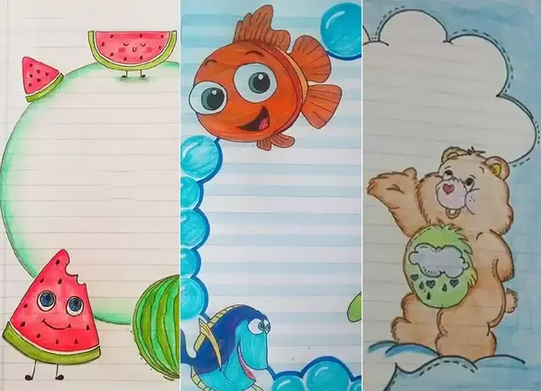عکس نقاشی ساده کودکانه برای حاشیه دفتر مشق
