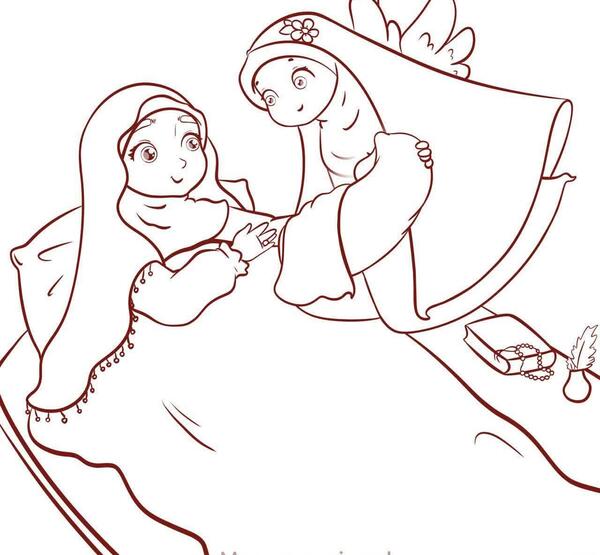 عکس نقاشی ساده ی حضرت فاطمه