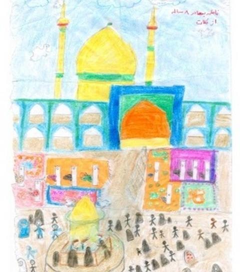 عکس یک نقاشی ساده از حرم امام رضا