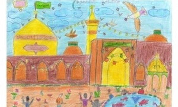 عکس نقاشی حرم امام رضا ساده و زیبا