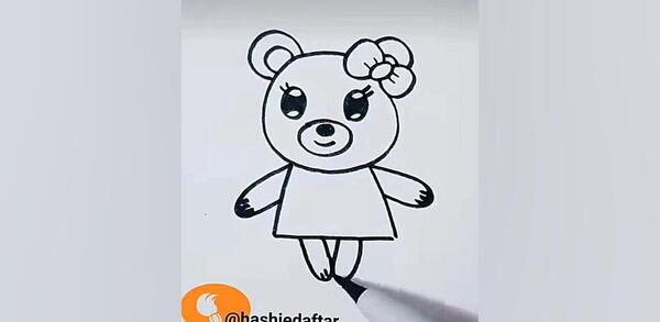 عکس نقاشی ساده خرس کوچولو