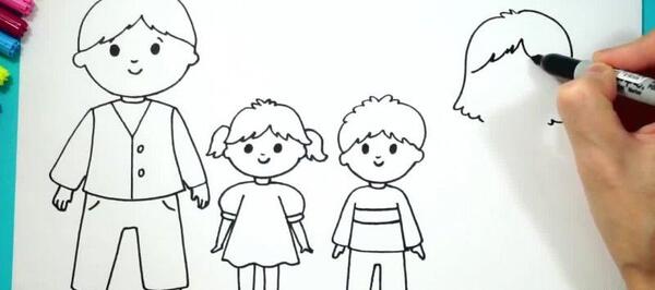 عکس نقاشی ساده خانواده شاد