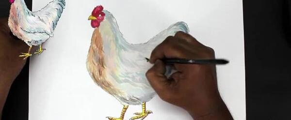 عکس نقاشی ساده مرغ و خروس