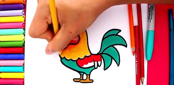 عکس نقاشی خروس ساده و زیبا