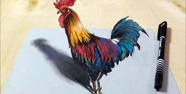 عکس نقاشی خروس ساده و زیبا