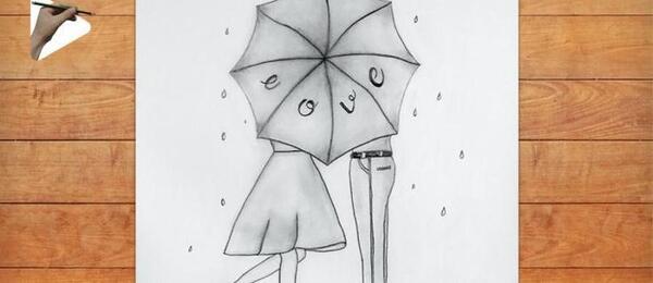 عکس نقاشی ساده دختر و پسر عاشقانه