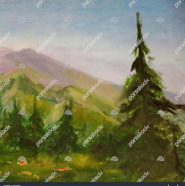 عکس نقاشی ساده درخت کاج