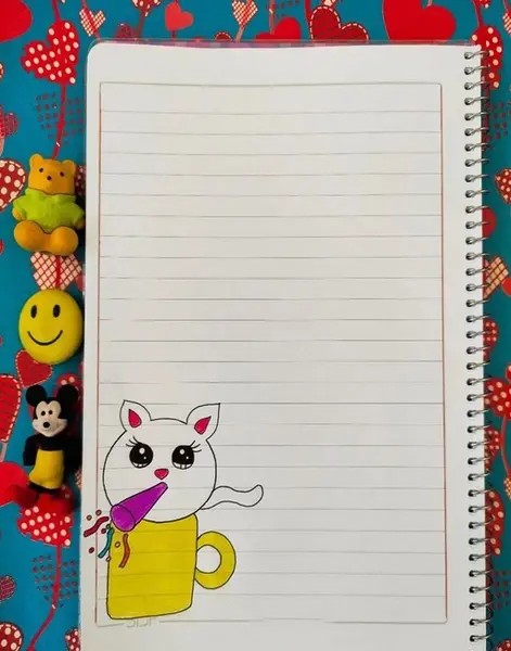 عکس نقاشی ساده رنگی دخترانه برای دفتر مشق