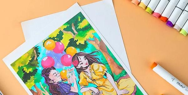 عکس نقاشی با ماژیک رنگی ساده پسرانه