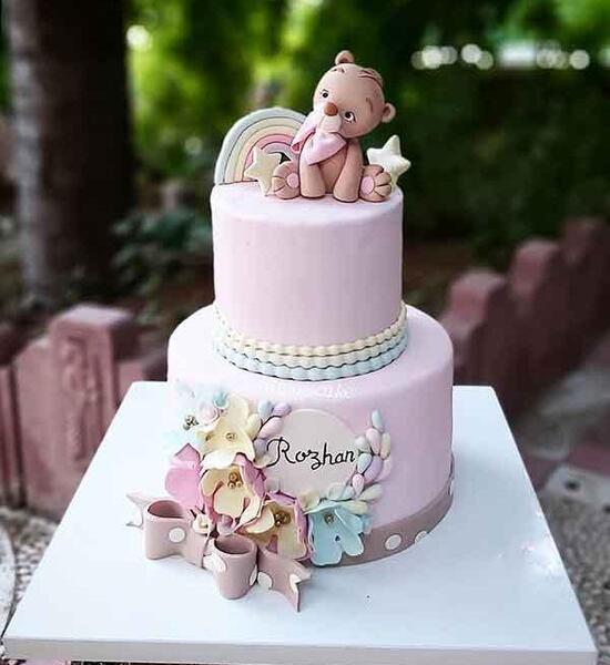 عکس کیک تولد دخترانه ساده سفید