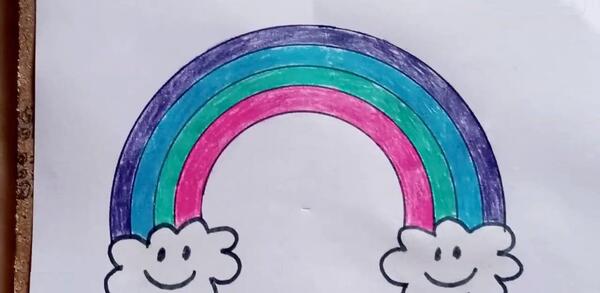 عکس آموزش نقاشی ساده رنگین کمان
