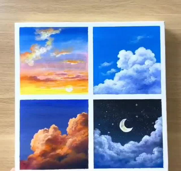 عکس نقاشی ساده روی بوم با گواش