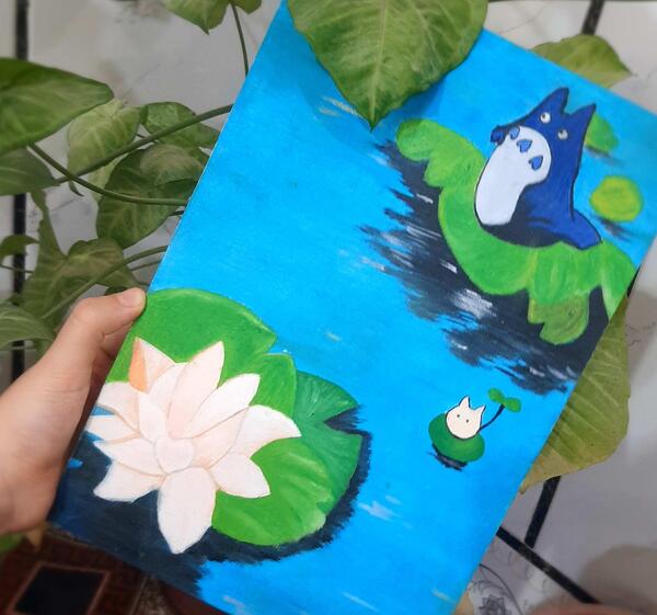 عکس نقاشی ساده روی بوم گرد