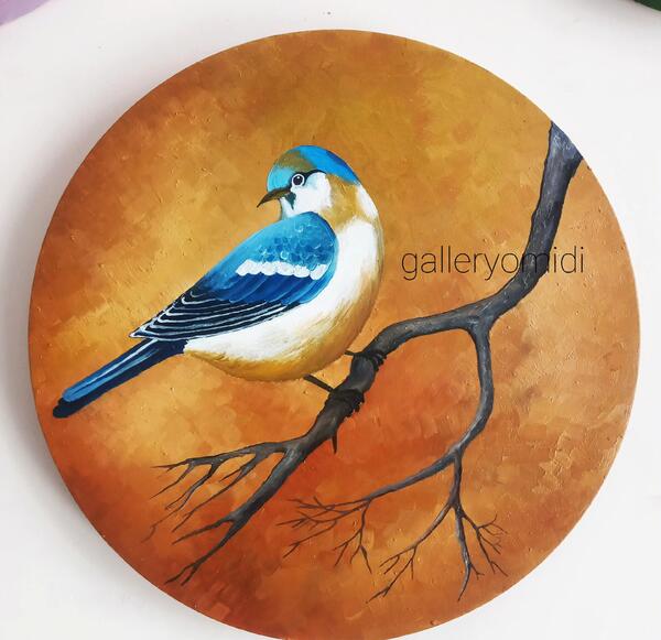 عکس نقاشی ساده روی بوم گرد