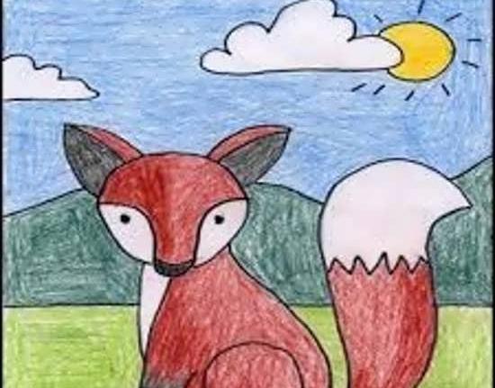 عکس نقاشی ساده روباه و خروس