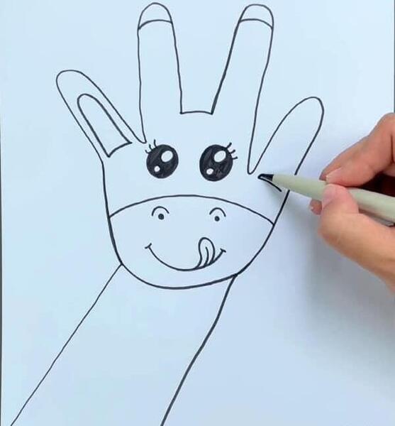 عکس نقاشی زرافه ساده مرحله به مرحله
