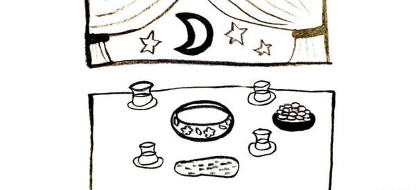 عکس نقاشی ساده سفره صبحانه