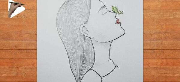 عکس نقاشی طراحی دخترانه ساده و آسان