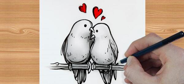 عکس نقاشی ساده عاشقانه کوچک