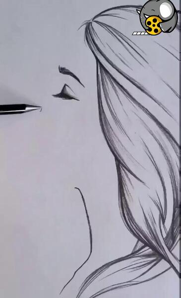 عکس نقاشی فانتزی ساده با مداد سیاه دخترانه