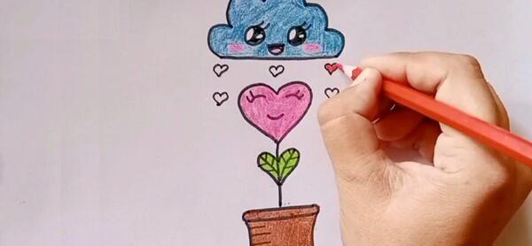 عکس آموزش نقاشی فانتزی ساده با مداد رنگی