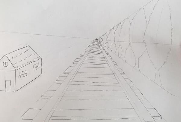 عکس نقاشی ساده ریل قطار