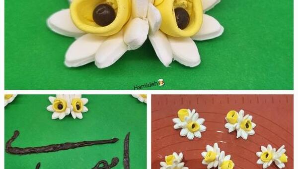 عکس گل نرگس با کاغذ رنگی