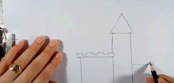 عکس نقاشی قلعه ساده و زیبا
