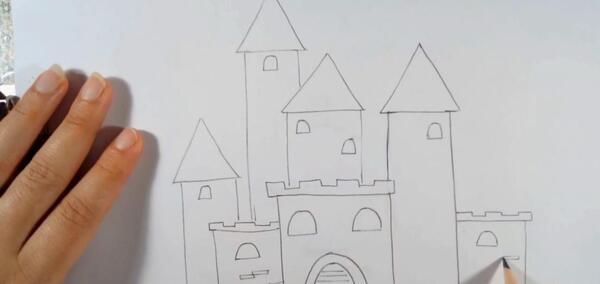 عکس نقاشی قلعه ساده و زیبا