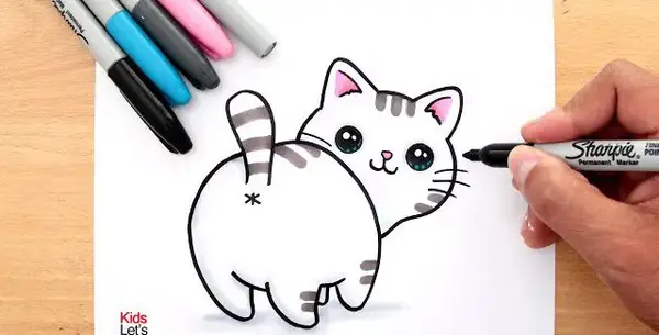 عکس نقاشی ساده گربه کیوت