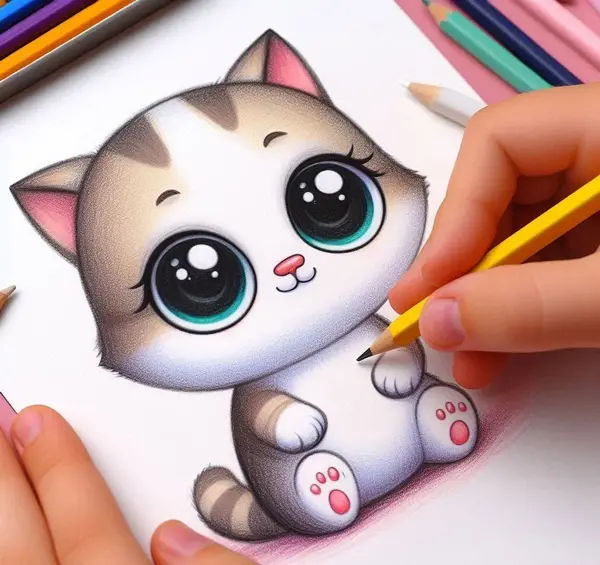 عکس نقاشی ساده گربه ملوس