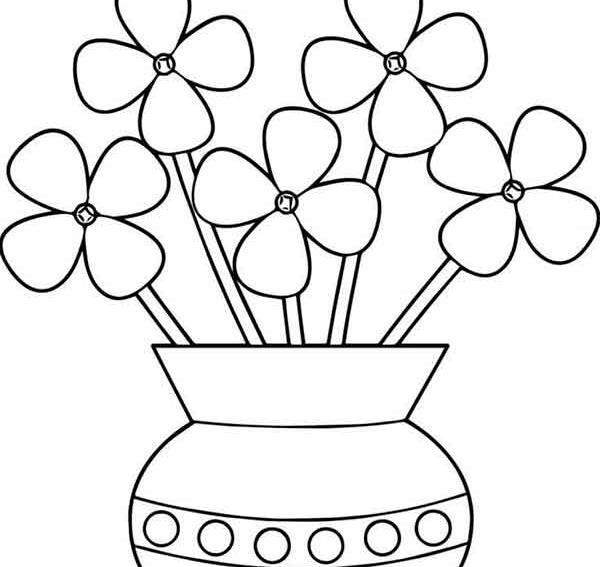 عکس نقاشی ساده گلدان برای کودکان