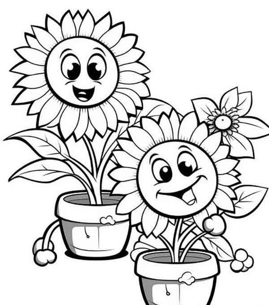 عکس نقاشی ساده گلدان برای کودکان