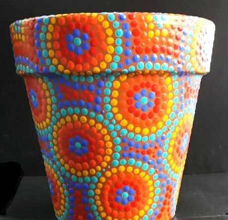 عکس نقاشی ساده گلدان پر از گل