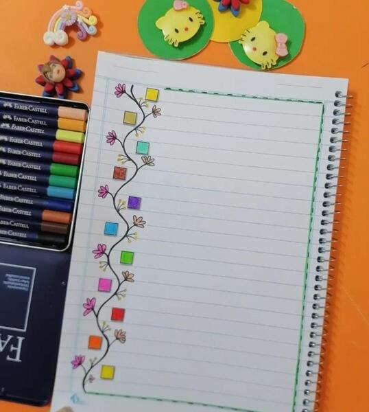 عکس نقاشی ساده گوشه دفتر