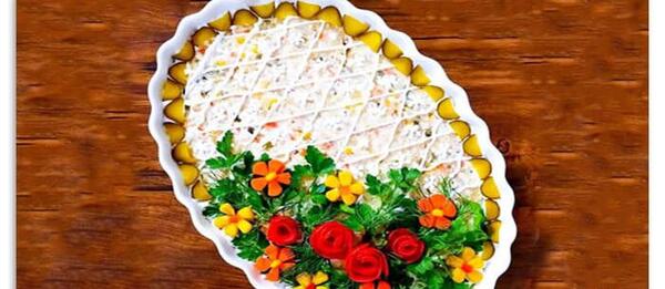 عکس ایده تزیین سالاد الویه برای مدرسه
