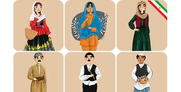 عکس نقاشی ساده لباس کردی